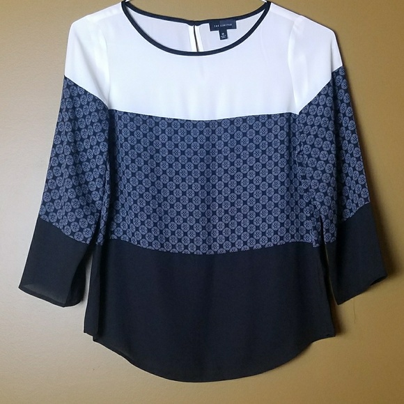 The Limited Tops - [The Limited] Black and Cream Color block Blouse